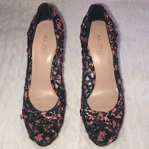 ALDO pink floral pumps